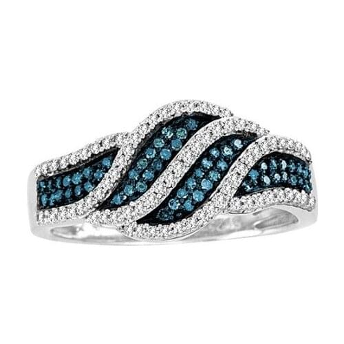 High quality Blue Crystal Rings for Women Multi Layer Engagement Ring Fashion Wedding Rings Jewelry gift