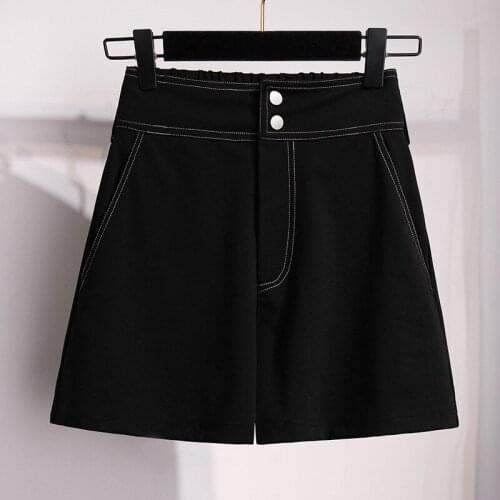 XXL To 7XL Plus Size Summer Shorts High Waist Thin Denim Shorts Loose Wide Leg Shorts Women Shorts Black T2989