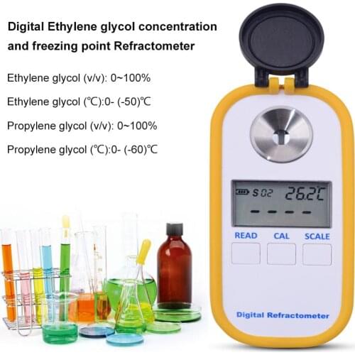 Yieryi New Digital Refractometer Engine Coolant Tester 0-100% Ethylene Glycol (v) & Propylene Glycol (v) Measuring Tools