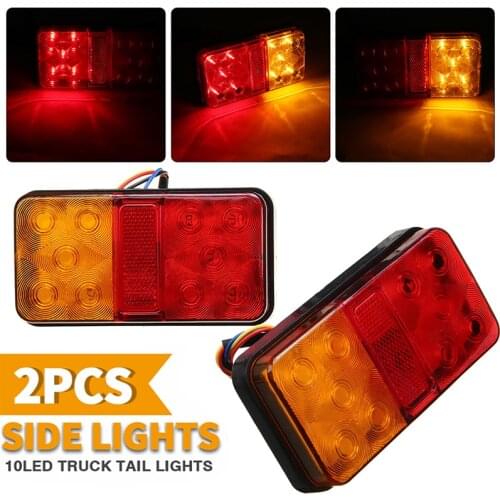 1pair Truck LED Square Tail Light 12V Trailer UV Turn Signla Light Stop/Brake Lamp Parts Moulding