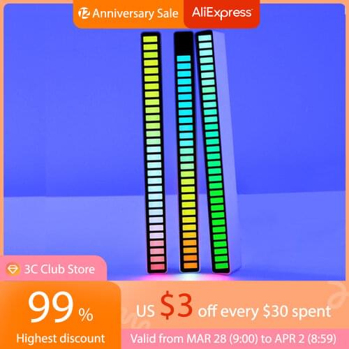 Sound Control Light APP Control Voice-Activated Pickup Rhythm Lights LED RGB Colorful Music Ambient Light Bar Rhythm Lamp USB
