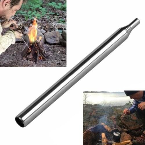 Blow Fire Tube 1PC Multi-Tool Stainless Steel Air Blasting Collapsible Cooking Survival Fire Tube Outdoor Hiking Camping