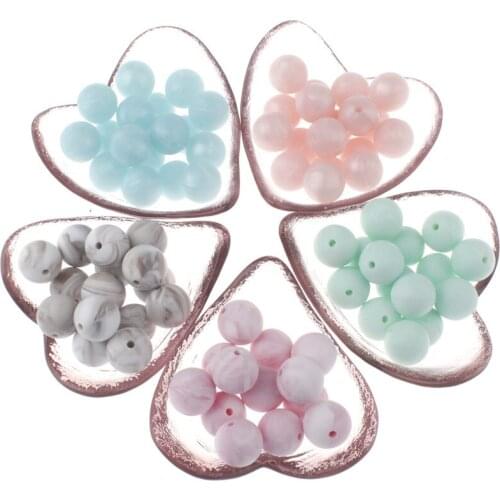 100pc Baby Silicone Metallic Marble Teether Round Beads Bpa Free Teething Jewelry Making Infant Pacifier Chain Charm Shower Gift