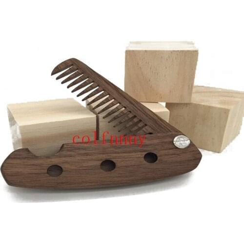 200pcs/lot Fast Shipping Engraved Your Logo Black Walnut Wooden Portable Folding Comb