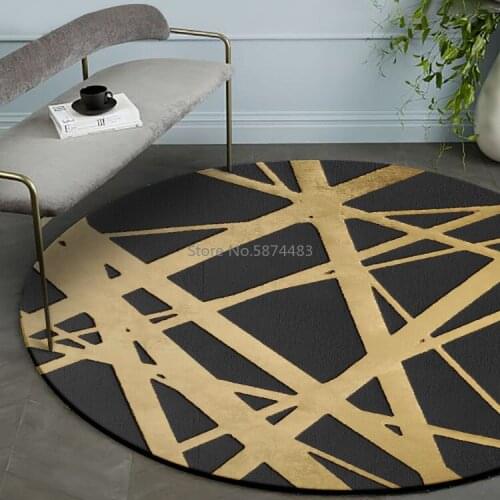 200cm Fashion European and American Modern Golden Cross Line Black Hanging Basket Round Carpet Non-slip Mat