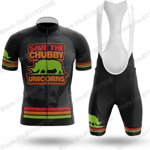 2021 The Chubby Unicorns Mens Cycling Jersey Set Summer Clothing Road Bike Shirts Suit Bicycle Bib Shorts MTB Wear Maillot Ropa