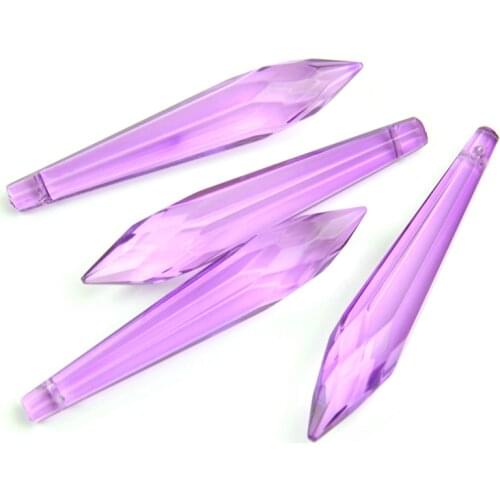 38mm/63mm/76mm Lilac Icicle Drops Crystal For Chandeliers Trimming Pendant Lighting Pendant Glass Lighting Parts