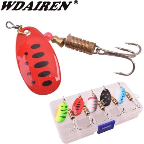 5pcs/Lot WDAIREN Fishing Spoon Lures Set Metal Spinner Bait Wobbler Artificial Baits Treble Hook Isca Bass Tackle With Box Kit