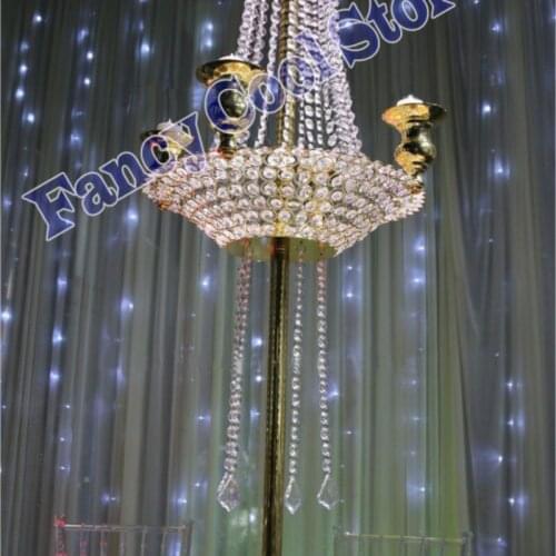 90cm(H) wedding crystal table centerpiece Table chandelier Gold wedding decoration