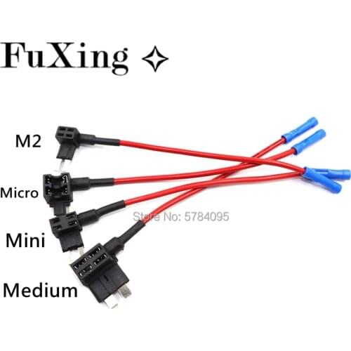 12V SMALL MEDIUM Car Fuse Add-a-circuit TAP Adapter Micro / Mini / Medium / M2 ATM APM Blade Auto Fuse Holder With Blue Terminal