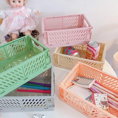 Household Plastic Hollow Desktop Storage Basket Snack Storage Basket Rectangular Sundries Storage Box Bathroom Rack Basket