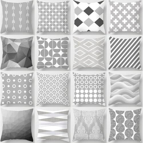 European Grey Geometric Polyester Pillowcase Silver Grey Sofa Pillow Cushion Cover Fashionable Household Pillowcase 45*45cm 1Pc