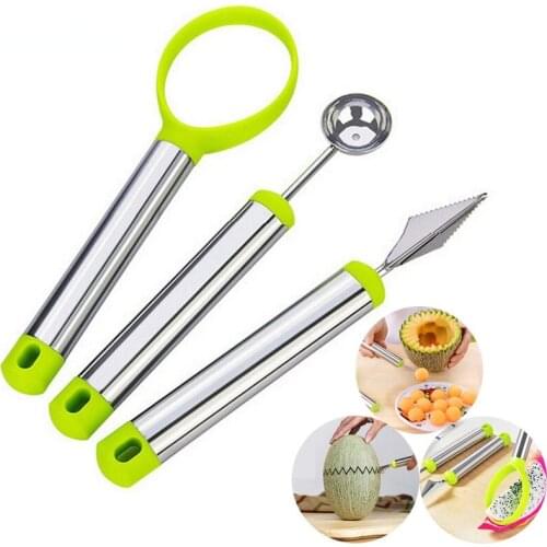 Stainless Steel Fruit Peeler Apple Cut Melon Spoon Vegetable Carving Knife Tool Set Ice Cream Spoon Home Kitchen Accessories