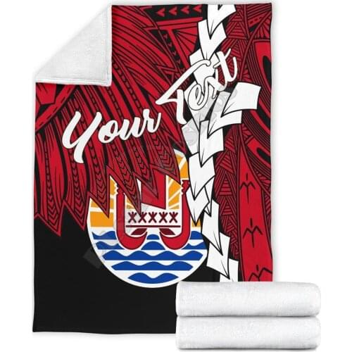 Tahiti Polynesian Custom Personalised Blanket Tribal Wave Tattoo Flag Style printed Adults/kids Fleece Blanket Sherpa Blanket