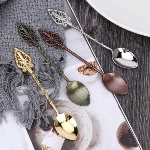 Carving Alloy Coffee Spoon Byzantine Medieval Retro Dessert Spoon Drinkware Food Grade Ice Cream Candy Teaspoon Tableware