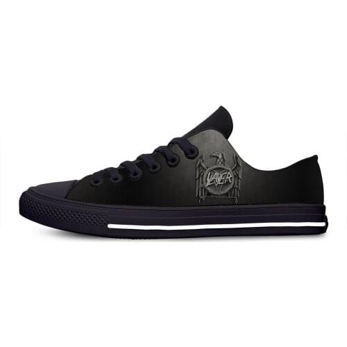 Slayer Heavy Metal Rock Band Music Fashion Funny Casual Cloth Shoes Low Top Lightweight Breathable 3D Printed Men women Sneakers