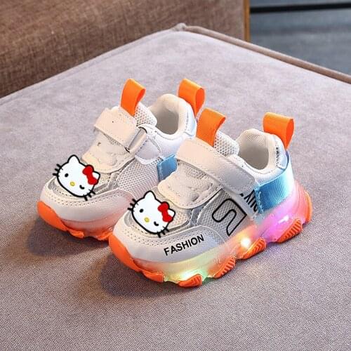 Sanrio hello kitty lights up boys and girls sneakers for fall 2021 new fashion kids children casual shoes baby LED toddler shoes