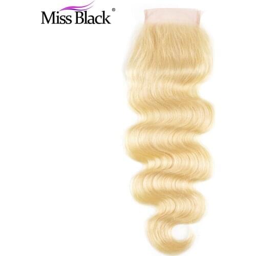Miss Black Blone Hair Brazilian Body Wave Hair Closure Free Part #613 Human Hair Lace Closure 4"x4" 1 Piece Swiss Lace