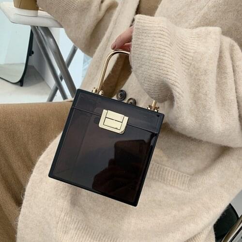 Fashion Transparent Design Women Party Purses and Handbags Wedding Cocktail handbag Acrylic Square Box Bag Shoulder Bag Bolsa