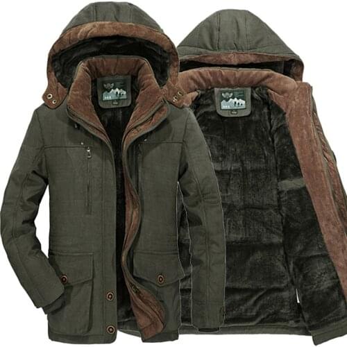 Plus Size L~5XL 6XL Men Winter Fleece Fur Warm Thick Jacket Cotton Soft Military Parka Jacket Men Detachable Hood Coat Jacket