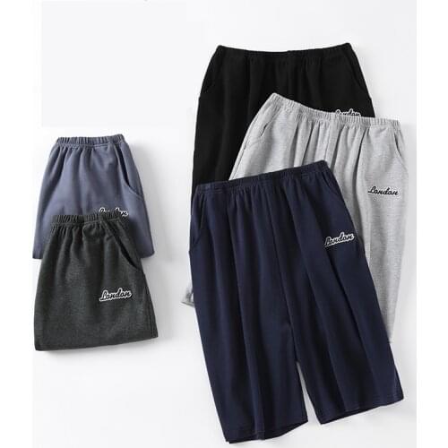 Mens Cotton Short Trousers Solid Color Sleep Pants Mens Pajamas Pants Bottoms Sleepwear Pajama for Men Pijama Hombre Plus Size