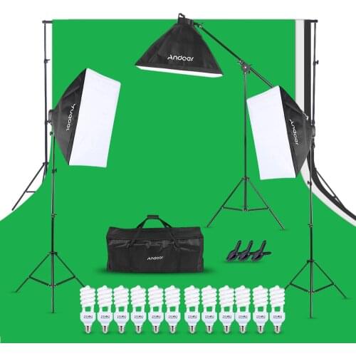 Andoer Photo Studio Kit 12 LED 45W Photographic Lighting Kit Camera & Photo Accessories 3 light stand 3 softbox for Camera Photo