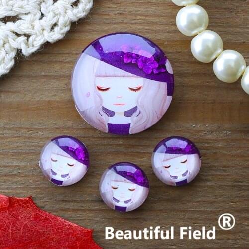 12mm 25mm 14mm 16mm 18mm 20mm Photo Glass Cabochons Round Cameo Set Handmade Settings Stone Girl QPP06