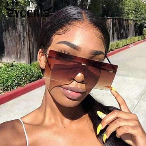 2020 New Vintage Sunglasses Women Retro Luxury Rimless Eyewear oculos de sol feminino Big Shades Oversized Brown Sun glasses