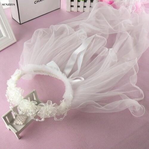 2020 New Arrival Children Bridal Veils Hand-made Flowers Garland With Beading Kids Flower Girl Veil For Wedding Party Accessory