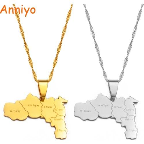 Anniyo Ethiopia Tigray Region With Village Name Pendant Necklaces Charm African Jewelry for Women Girls #237721