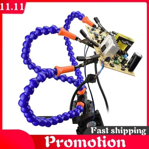 Bench Vise Table Clamp Soldering Station with 3pc Flexible Arms Soldeirng Iron Holder PCB Welding Repair Third Hand Tool