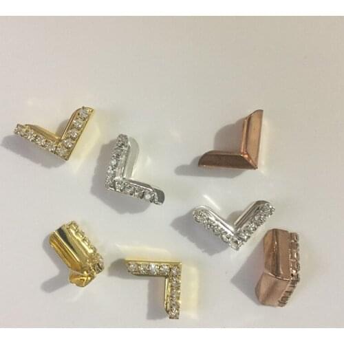 100Pcs Golden Silver Rose Gold Tone Book Corners Scrapbooking Albums Protectors Metal Corner Book Protectors Flag Tips