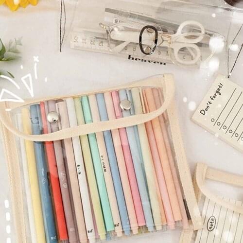 Premium Transparent Pencil Bag Portable Makeups Organizer Pouch Button Closure Stationery Bag for Students Women Girls