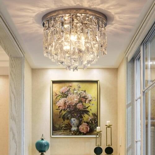 Modern simple plated crystal lustre Ceiling Lights E14 220V LED Plafonnier ceiling Lamp For living room bedroom restaurant hotel
