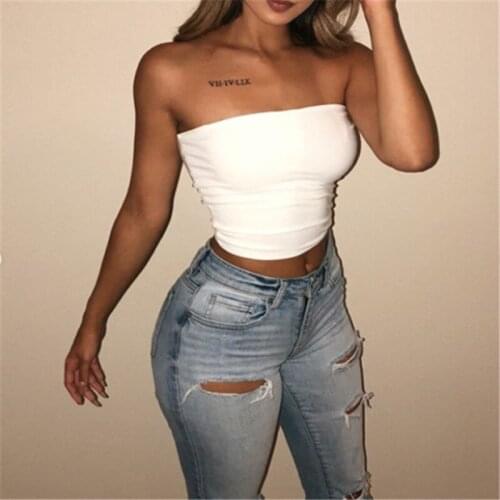 Crop Top Shirt To Strapless Bandeau Tops Off Shoulder Top Women Top Summer Womens Elastic Tube Bra Blouse