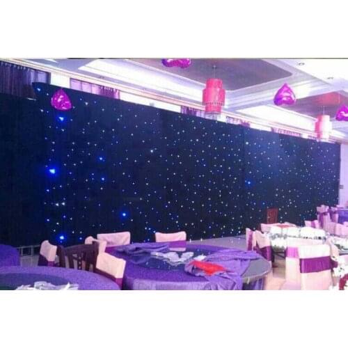 High Quality Blue - White Colors Shiny LED Star Curtain Wedding Backdrop Decoration Cloth With DMX 512 Controller Any Size to Ch