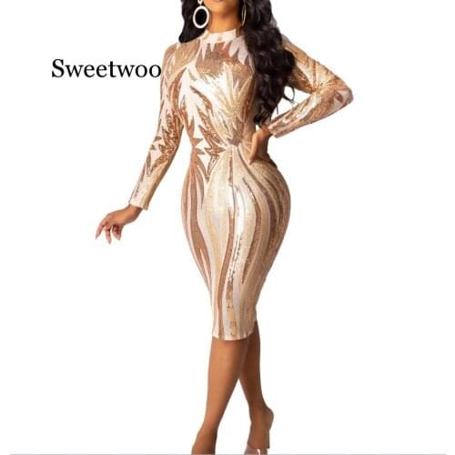 Sexy Sheer Mesh Floral Sequins Evening Party Club Midi Dress Women Antumn Elegant Long Sleeve Bodycon Dresses Vintage Vestidos