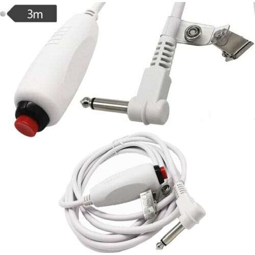 1pc 6.35mm Nurse Call Cable Push Button Cord Cable Nurse Station Universal Replacement Call Cord with Bed Sheet Clip 3m