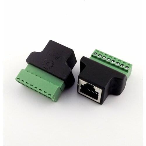 10x Ethernet RJ45 8P8C CAT Female Jack to AV Video Screw Terminal 8 Pin ADSL Connector Adapter