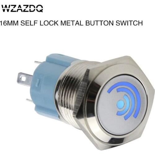 16 mm metal button switch self-locking metal button power switch, red and yellow blue green white 12v 24v 220v