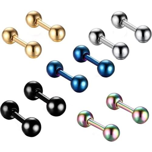 2pcs Stainless Steel 4mm Round Ball Ear Stud Earrings Tragus Helix Cartilage Piercing Jewelry Falso Plug Stretching