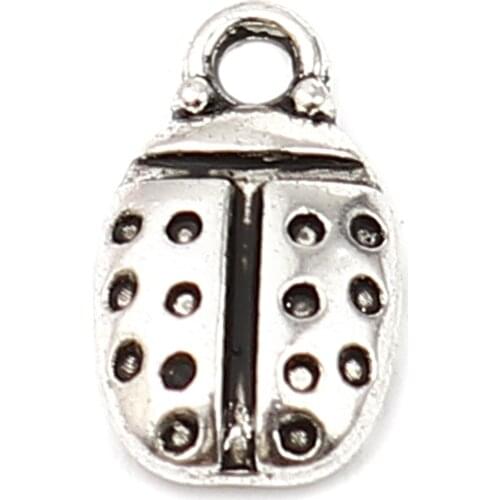 200 PCs Mini Ladybug Charms Zinc Based Alloy Insect Pendants Ladybug Animal Charms Antique Silver Color For DIY Making 12*7mm