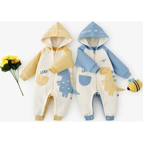 2021 new baby dinosaur romper cartoon pattern newborn jumpsuit spring outing clothes