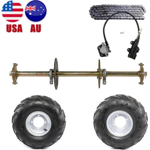 Go Kart ATV DIY Accessories 815mm Complete Rear Axle Kit with 16x8-7 Tubeless Tire & Rim 428 Chain + Brake Cylinder Assembly