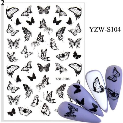 Watercolor Butterflies Nail Stickers 3D Butterfly Flower Leaves Nail Decals DIY Self Adhesive Tips Manicure Nail Art Decoration