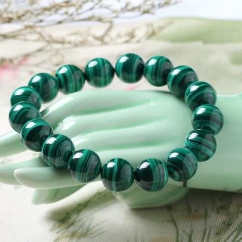 Genuine Natural Malachite Bracelet 8mm 10mm 12mm 14mm Women Men Healing Stone Stretch Chrysocolla Round Beads Crystal AAAAA