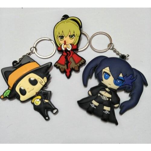 Hitman Reborn anime PVC keychain Fate stay night Black Rock Shooter fashion cute Keyring bag car pendant Jewelry Accessory gifts