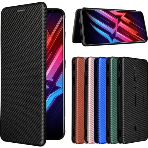 For ZTE Nubia Red Magic 6 Case Luxury Flip Carbon Fiber Skin Magnetic Adsorption Case For Nubia Red Magic 6 Pro Phone Bags