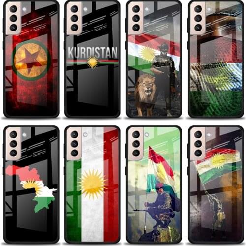 Kurdistan Flag Tempered Glass Cover For Samsung Galaxy S21 Plus Ultra M21 M31 M51 A52 A72 Phone Case Coque