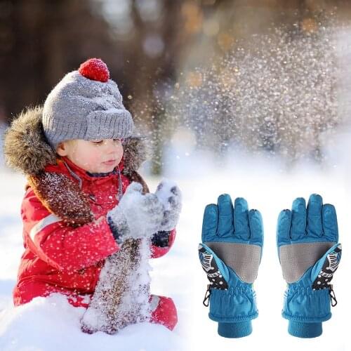 Kids Ski Gloves Winter Warm Lining Snow Adjustable Waterproof Windproof Cold Winter Cycling Gloves With Wrist Support